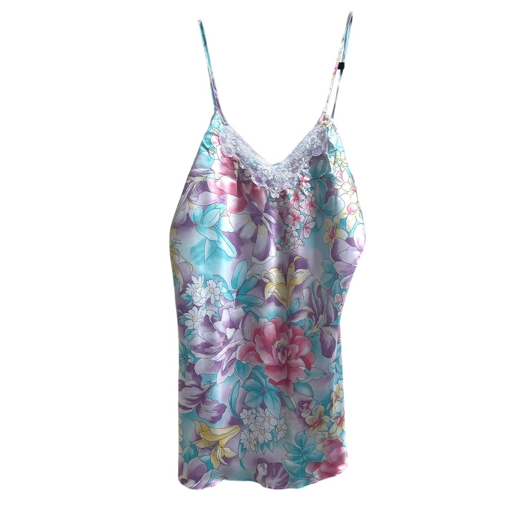Inner Most Sears Floral Vintage Nightgown Large Lace Satin 90s Sleep Romantic